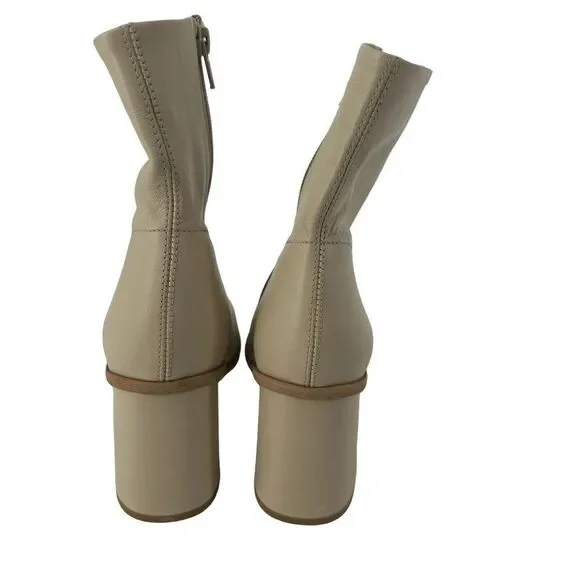 Free People Sienna Ankle Boot Square Toe Butter Cream Leather US 8.5 Block Heel - Picture 7 of 12
